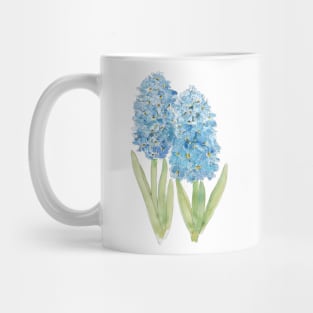 2 blue hyacinth ink and watercolor Mug